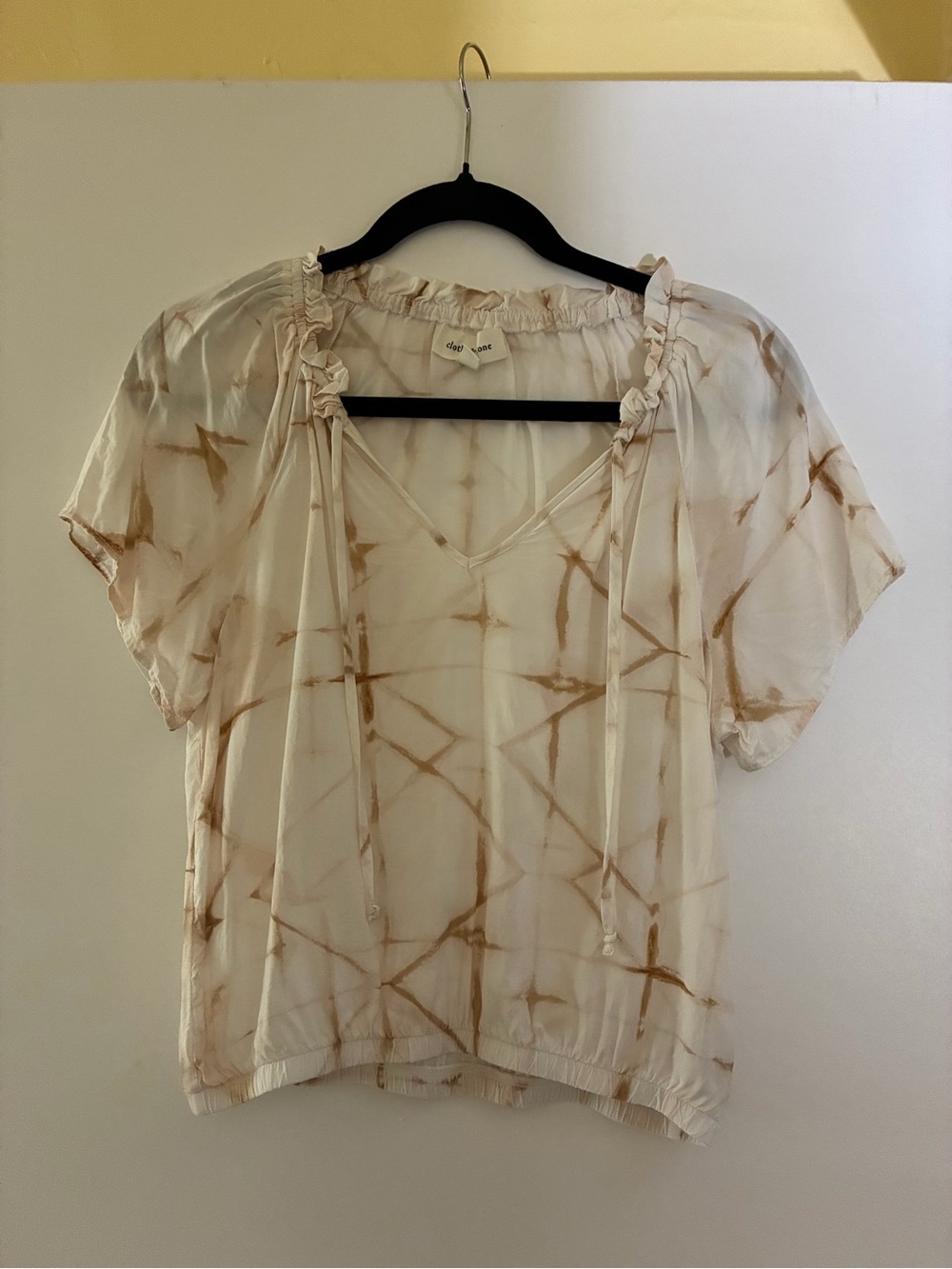 cloth & stone Cream and Tan Tie-Dye Peasant Blouse
